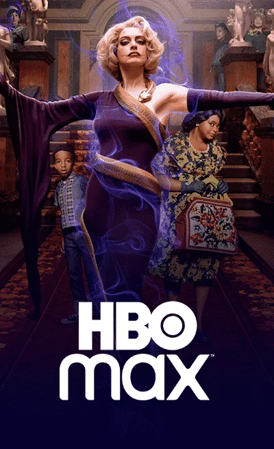 Home 24 Imagen promocional de HBO Max mostrando personajes de una serie con logo de la plataforma
